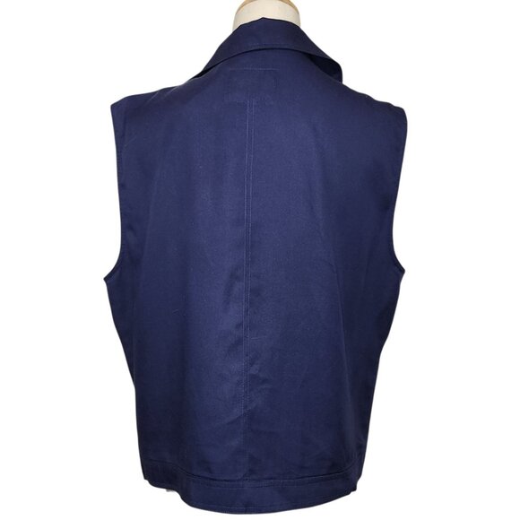 Sanctuary Anthropologie Large Moto Vest Front Zip Asymmetrical Navy Blue NWT - Picture 6 of 10